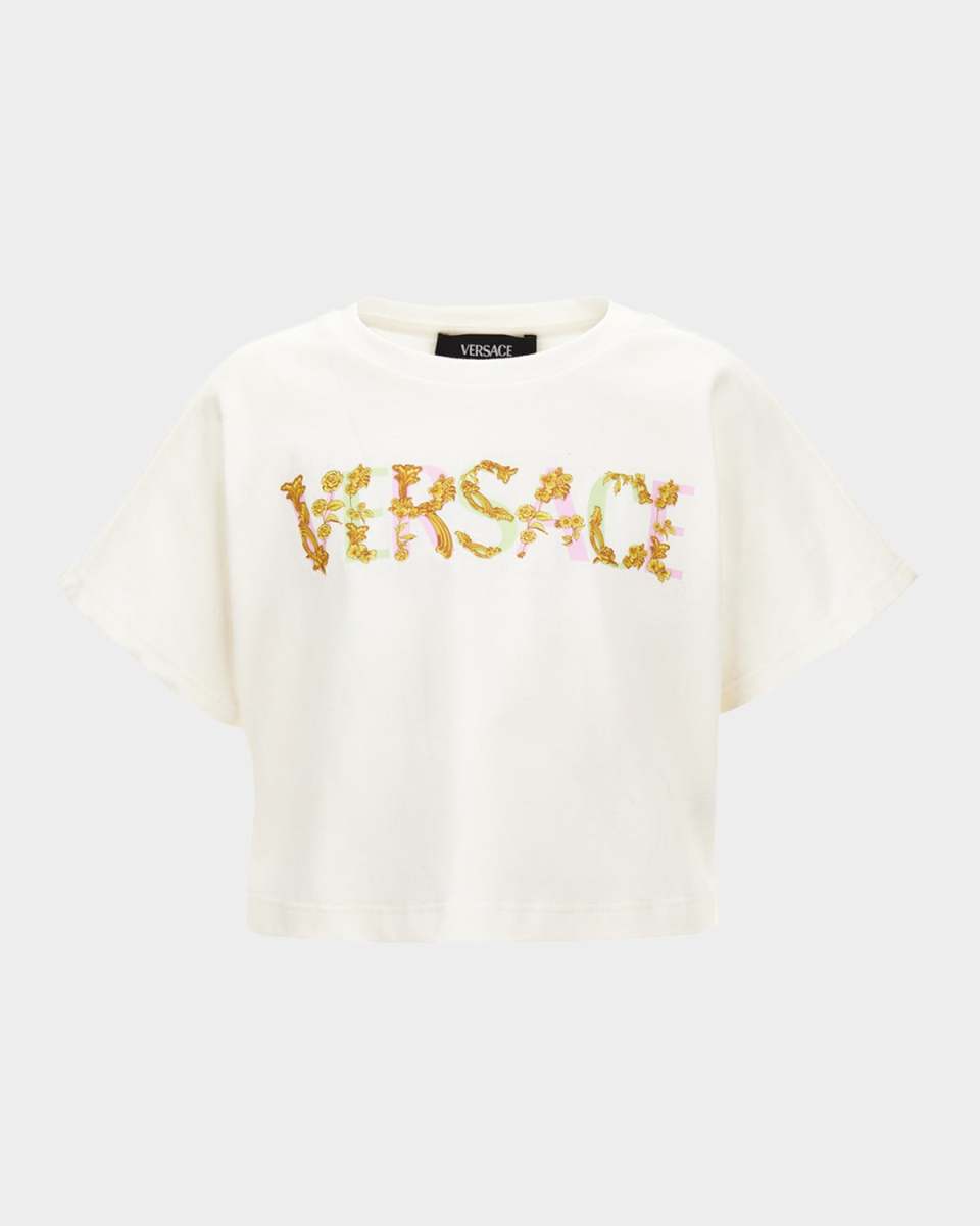 Girl's Floral Logo-Print T-Shirt, Size 6-14